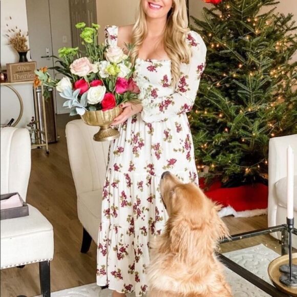 Reformation Kellie Maxi Cream Dress Grape Size 4 - Picture 8 of 12